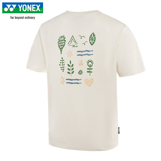Yonex2025 Nuevo Yonex Badminton Uniforme de secado rápido Camiseta para hombres y mujeres de manga corta Sports Ambientally Sports Top 16833 Men's 16833cr Ice Beige M