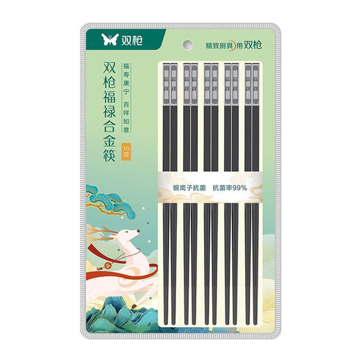 合金筷防滑耐高温不发霉家庭装酒店精品筷KZ4882合金筷子 双枪福禄合金筷kz410793盒共30