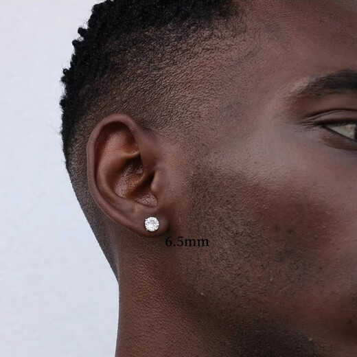 Guanpuge Fat Donglai same style men's platinum earrings, silver moissanite super flash men's platinum gold earrings with diamonds, four prongs, no need to pick off 1/pair 6.5mm (one carat) one item one