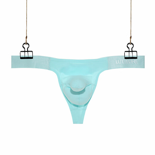 Thong men and men's sexy thong pure cotton gun bullet separation thong low waist sexy breathable elephant trunk KX017-DK: Sky Blue S recommended 90-100Jin [Jin equals 0.5 kg]