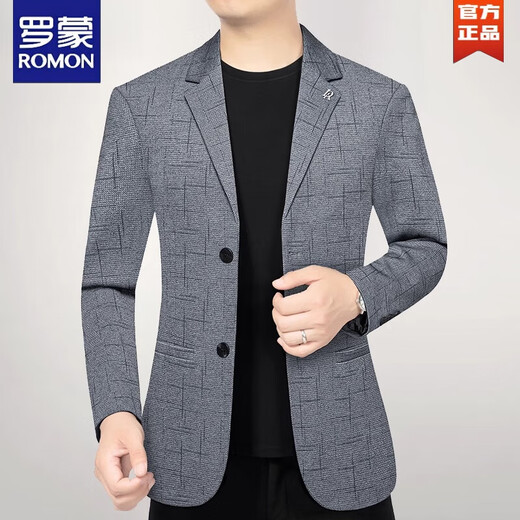 Romon 2025 Automne New Men's Blazer Suit décontracté d'âge moyen Slim Single Single Top Dad Suit 723 Bleu 195 Convient pour 180-195 Jin [Jin est égal à 0,5 kg] 4xl