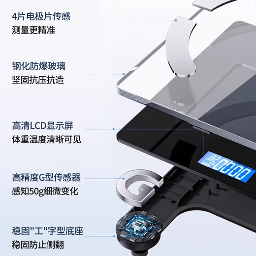 
[Connected in Mijia APP] Smart body fat scale Weight scale Household electronic scale Human body scale Weight scale Essential Bluetooth smart precision body fat scale [Rechargeable model - Mijia Zhilian body fat scale] Champion recommendation