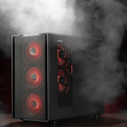 半岛铁盒（PADO）W6黑色MESH网孔散热机箱 （支持MATX主板/玻璃侧透/钢网面板/独立电源仓/防尘网/支持4080显卡）黑