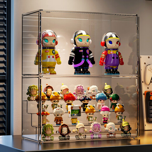 KAMAN blind box storage display stand transparent dust-proof figure storage box doll ornaments Bubble Mart model display cabinet transparent large three-step 1 piece