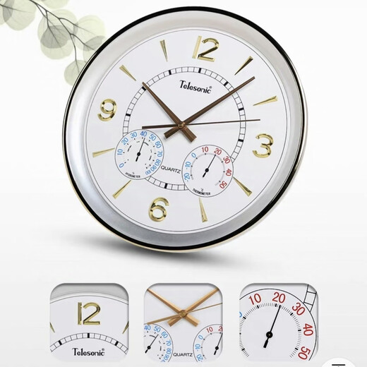 Urano Urano 4618 REDUDIO 34 cm Reloj de pared Modern Retro Temperatura y humedad Design Reloj de cuarzo Reloj colgante 6636 Negro 34 cm 34 cm