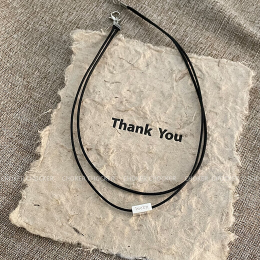 ROSENA SAMMI Sun Qiantong necklace lucky double-layer black leather rope neck strap female choker necklace clavicle chain niche design lucky square collar