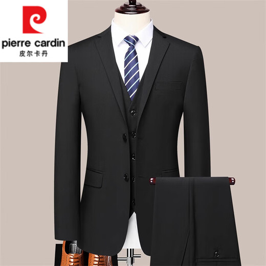 Pierre Cardin Suit Men's Suit Casual Black Dress Formal 2025 Spring Autumn Winter New Wedding Suit Slim Jacket Men Black Two Buttons Top + Pants 6XL