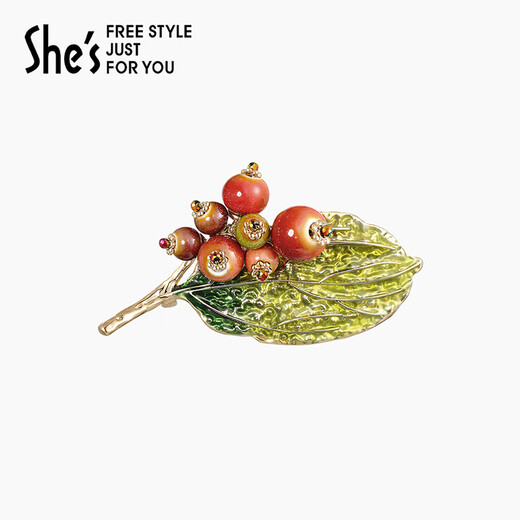 She s Qianzi artistic conception oriental style new Chinese style hawthorn fruit brooch high-end corsage birthday gift for girlfriend