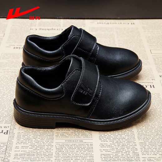 Huili boys' leather shoes campus performance shoes casual versatile young gentleman British etiquette children's shoes 0052 black 36
