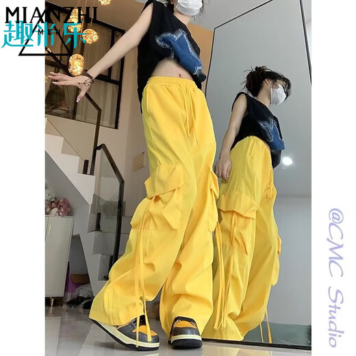 棉致裤子女春秋季2023新款宽松小个子卫裤运动休闲女士学生时尚工装裤  687黑色 S 80-100斤