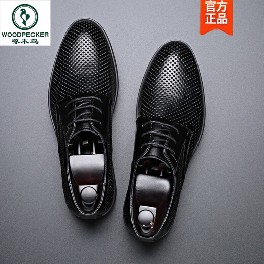 Carpintería de verano Negocio Formal Formal Desear transpirables Sandalias de cuero genuinas de cuero Hombres Men British Inner Altura que mejora el estilo coreano zapatos versátiles de moda versátiles negros 9928 Modelo de cuatro estaciones de cuero estándar Tamaño 37 Comprar uno cinco
