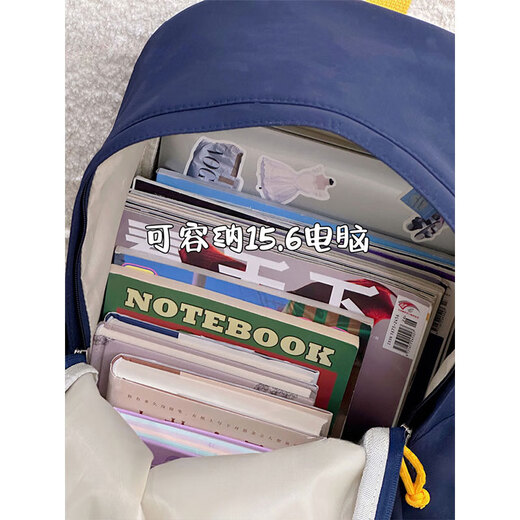 Kuang Rui schoolbag junior high school birthday style retro large capacity casual high school college student backpack lightweight high-value backpack blue (with pilot dog pendant)