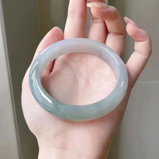 DOLP Ice Jade Bracelet Women's Laokeng Burmese Ice Jade Bracelet Women's Treatment Positive Circle Oil Green Floating Flower Jade Bracelet Ring Mouth 61-62mm
