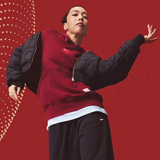 Nike (NIKE) SPORTSWERA Nike Spirit Snake Welcome Series Women's Oversize Wind Pullover Hoodie HV8461-677 XS