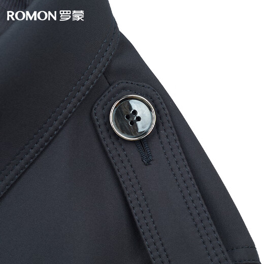 Romon windbreaker men's spring and autumn business casual mid-length coat Korean style slim trendy top dad work coat