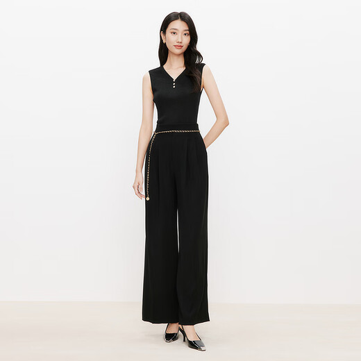 Kelaitels neuer Sommer 2025 Einfache Festkörper-V-Ausschnitt-Weste für Frauen schlanker fit schlanker innerer Perspektive Top Black M.