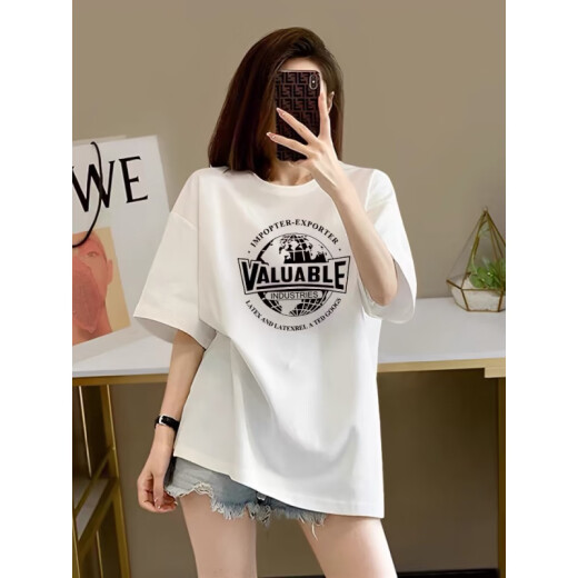 Mit reiner Yishion Koreaner Version von Fat MM ApricoT Pure Cotton Kurzärmelte T-Shirt für Frauen 2025 Neue Sommer großer schlanker Schulter halbärmelig.