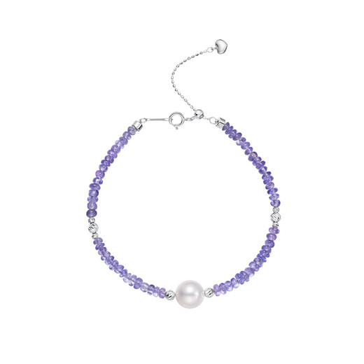 Pop Jewelry 18K Gold Natural Tanzanite Freshwater Aurora Pearl Necklace Bracelet In Stock Platinum/15+3cm Adjustable
