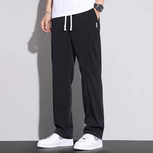 真维斯（Jeanswest）莱赛尔天丝休闲裤男士夏季薄款潮流冰丝直筒运动宽松秋款长裤子男 T830米色 XL