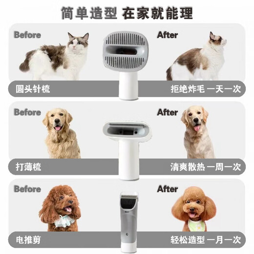 OIMG pet care hair extractor cat and dog vacuum cleaner all-in-one hair trimmer electric clipper shaving suction comb water blower multifunctional hair trimmer (one machine with five functions, combing, shaving, and knotting)