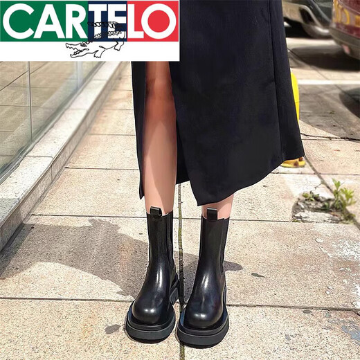 Cartelo Leder Martin Boots Frauen 2025 Britisch-Stil Frühlings- und Herbst-Single-Stiefel kurze Stiefel mittelschwerem Chelsea Dicke Sohle cool