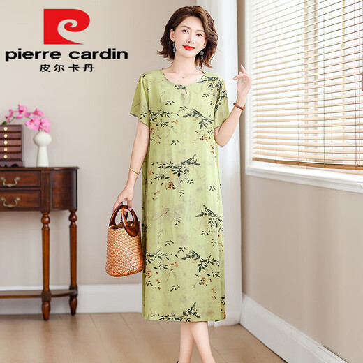 皮尔卡丹（pierre cardin）新款中年妈m妈装棉绸连衣裙女夏季中老年高端洋气阔太太人造棉裙 10号色  719#今年流行的轻奢品牌 3XL 建议125-140斤