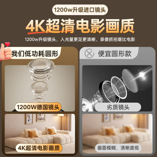 鸣胜家用免插电摄像头监控器360度无死角带夜视手机远程室内外高清车载门口可充电监控15
