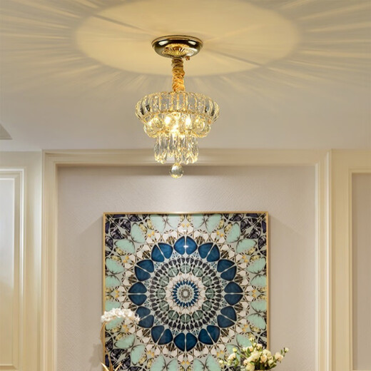 
Ancient Town Lamps Zhongshan Lamps Collection 2025 New Corridor Lighting Aisle Entrance Light European Crystal Chandelier Balcony Bedroom 9928 Gold Three-Color Light Source
