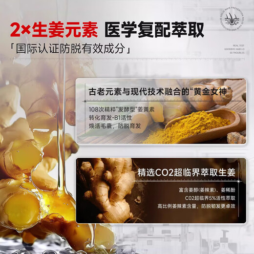 FUNCGGI生姜防脱育发洗发水男女士控油蓬松去屑密固发增头发洗发露 1瓶 500ml【持证防脱固发】