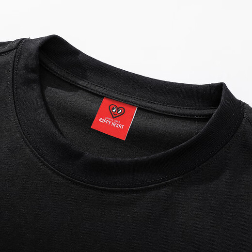 T-shirts Charles Peach Heart pour hommes et femmes, petit monstre imprimé en coton pur couple de base de base de base courte, noir m