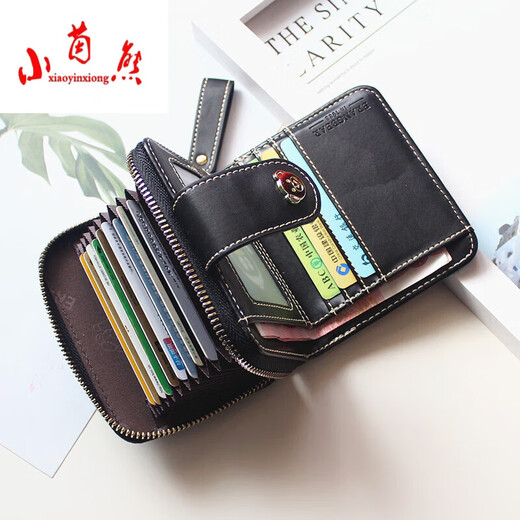 Xiao Yinxiong (Xiaoinggbear) Billetera Xiaoxiong para mujeres Cortas de la tarjeta múltiple Integrada Bolsa de tarjeta de gran capacidad multifunción Exquisito Licencia de conducir de la billetera plegable de alta gama Red (punto)