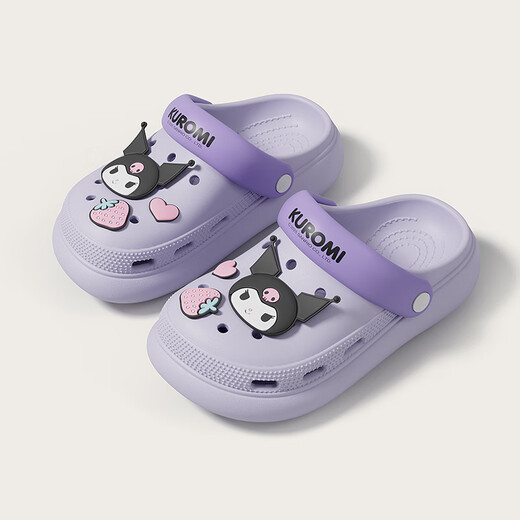 
Pig dad children's slippers for girls 6-12 years old summer home indoor baby girl bathing anti-slip Sanrio hole shoes purple 18