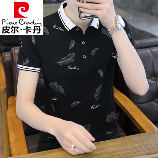 Pierre Cardin Summer Polo Paut Shirt T-shirt à manches courtes pour hommes Imprimé 2025 NOUVEAU Col de revers Beau chemise QY677 Lake Blue 3xl