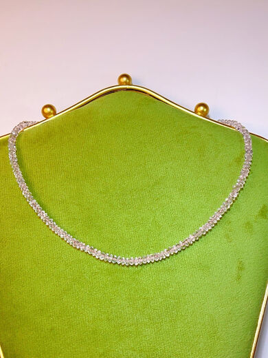 Kechu Ruyijia high ice seed pink morganite pink diamond fire color extra good 14k button necklace