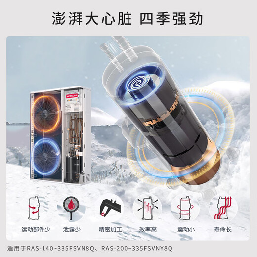 Hitachi (HITACHI) central air conditioner six horsepower one to four/five multi-online embedded inverter air conditioner first-class energy efficiency VAMmini II series Tianfu ground water 8 horsepower first-class energy efficiency one to six 200 suitable for four rooms and two living rooms