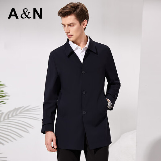 Antonio's flat, crisp & easy-care mid-length lapel windbreaker for men, spring and autumn business casual men's jacket