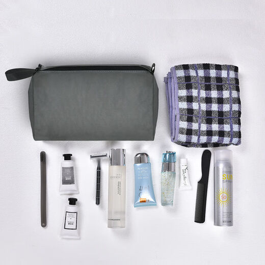 Toiletries bag, men's travel and business trip amenity three-piece set, portable waterproof cosmetic bag, women's outdoor supplies storage bag, small carbon gray
