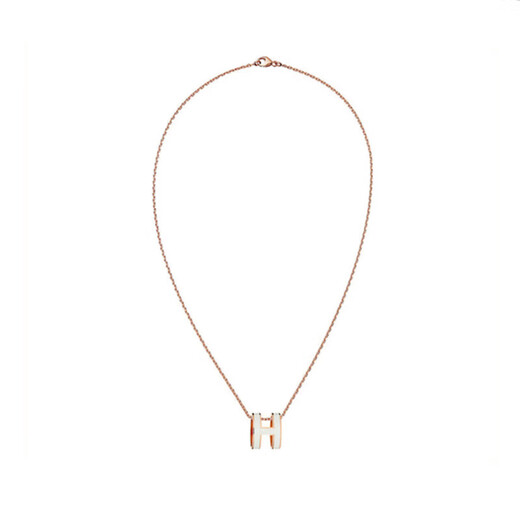 爱马仕（Hermes） 女士Pop H椭圆立体吊坠镀玫瑰金项链 白色H1479 白色H147991FO49