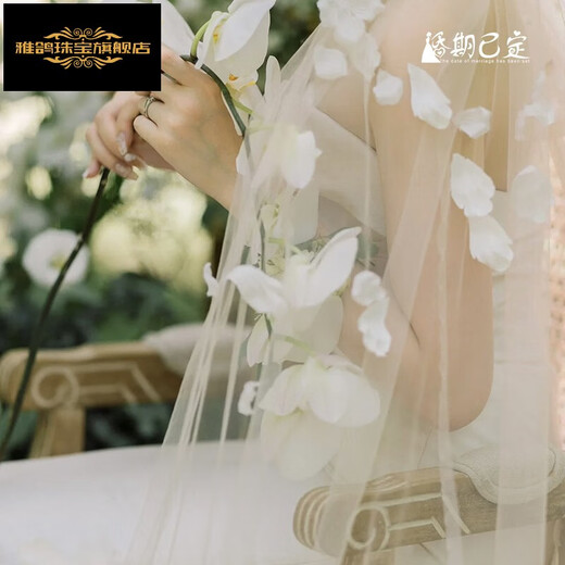 Ya ge Hochzeitszeitraum Original 2024 Neues Superfee Retro Blumenschwanz Schleier Braut Hochzeitskleiderzubehör Foto Requisiten Xianni 3 Meter lang * 1,5 Meter breit 175 cm oder mehr