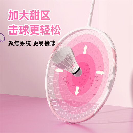 麦斯卡（Mesuca）羽毛球拍超轻碳素耐打学生套装入门训练女生一对-美乐蒂系列对拍