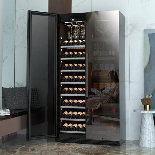 BAIKAILUN frequency converter wine cabinet dual temperature constant temperature red cabinet home living room ice bar office tea refrigerator double door office thin zero embedded bench embedded freezer embedded glass refrigerator mirror dual temperature full display 162 bottles thin section