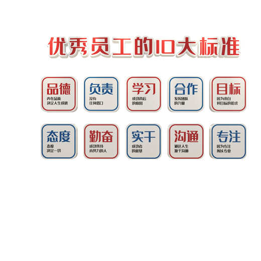 耐用生产车间高级感文化墙工厂宣传标语办公室装饰公司布置企业贴 新4839优秀员工-大红+黑色+白色 小