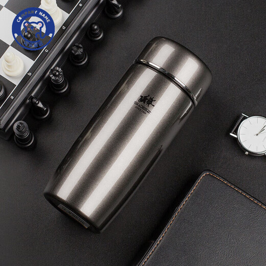 Yilu Yafu Yatai Thermosbecher für Männer und Frauen, große Kapazität, Kinder-Wasserbecher, 304 Edelstahl, tragbar, Student, süß, hell, luxuriös, goldgrau, 2694/350 ml + Tassenbürste