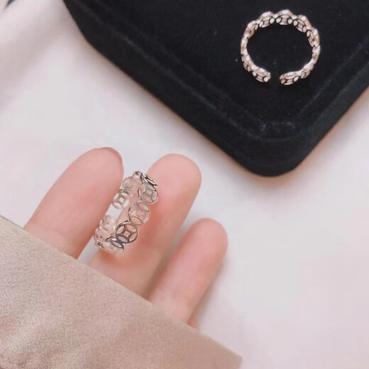 Tongrubi pure silver ring 9999 sterling silver copper coin open female fashion versatile 2025 silver jewelry index finger ring finger Qian Duoduo