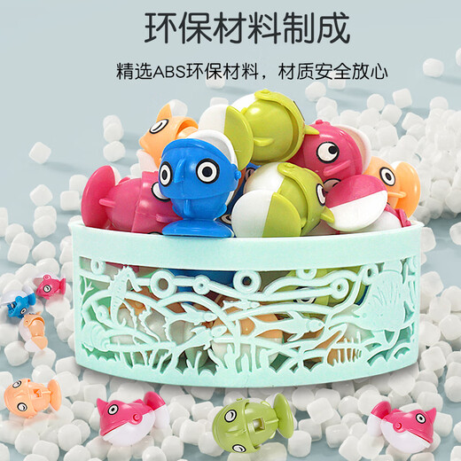 SEMALAM children's electric fishing toy set magnetic fish 3 years old 2 boys 1 girl 4 babies early education magnet fishing rod medium blue fish plate battery version 25 small sharks