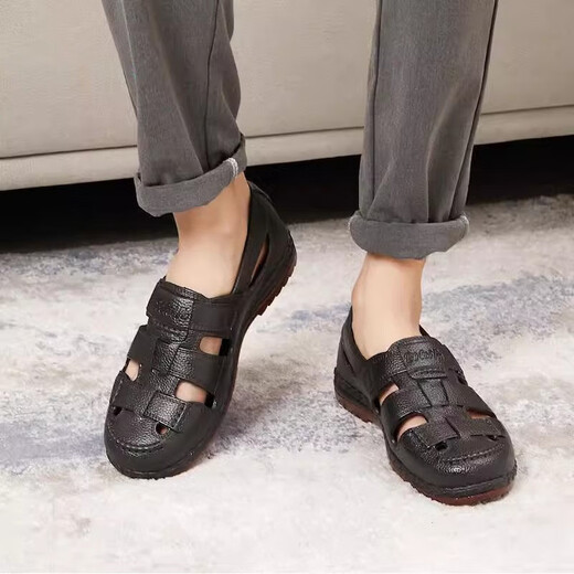 
Changxiang Huili Cave Shoes Men's 2025 New Summer Beef Tendon Sole Anti-slip Breathable Sole Hollow Exterior Leather Sandals Men's F Non-beef Tendon Sole 898 43