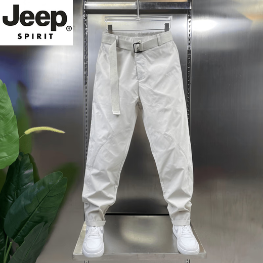 JEEP SPIRIT高档春夏2025新款工装休闲裤男潮牌宽松直筒九分裤青年百搭哈伦裤 黑色 薄-款2173速干 29 90-105斤