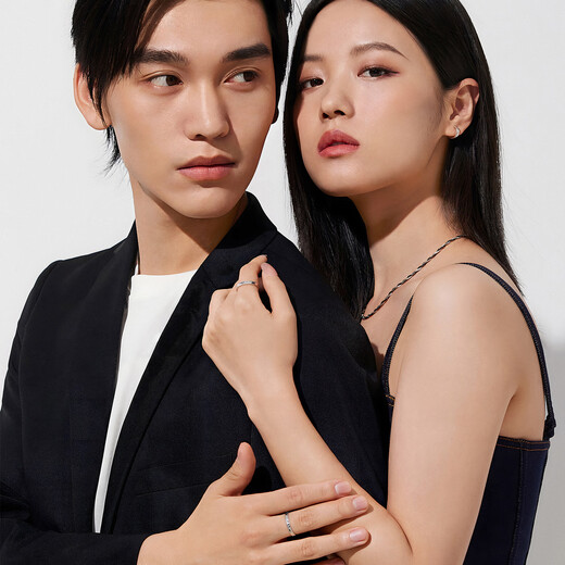 Lukfook Jewelry platinum 950 fish scale pattern platinum ring men's and women's glossy couple ring single price F63TBPR0016 No. 16-4.13g (including labor cost 384 yuan)