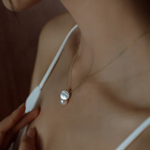 Fenpu Pearl Tiannv True Pearl Pendant Necklace Mother-of-pearl Seawater Pearl Clavicle Chain Free Silver Chain Pearls Without Chain 7 points 5-8mm