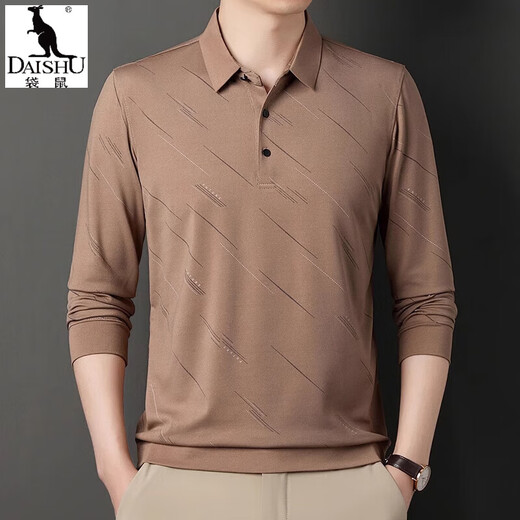 
Kangaroo (DAISHU) Spring and Autumn Long Sleeve T-shirt Men's Top 2024 New Middle-aged Casual Men's Lapel Dad Casual T-shirt JXFXL1160-826 Black M 165 95-115Jin [Jin equals 0.5 kg]